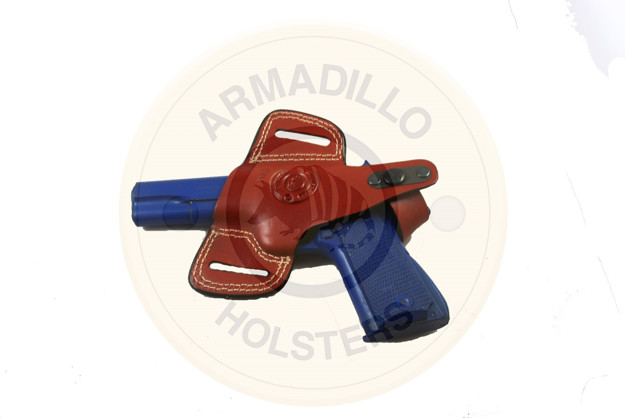 Picture of LEFT HAND ARMADILLO HOLSTERS LEATHER BELT HOLSTER WITH STRAP FOR 3" TO 5" 1911 MODEL GUNS