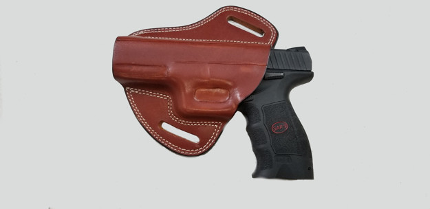 Picture of LEFT HAND TAN LEATHER BUTTERFLY HOLSTER FOR SAR9