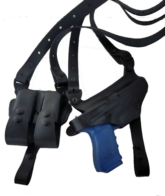 Picture of BLACK LEATHER HORIZONTAL SHOULDER HOLSTER FOR GLOCK 21