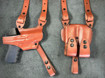 Picture of TAN LEATHER HORIZONTAL SHOULDER HOLSTER FOR GLOCK  MOS (Red Dot Sight)