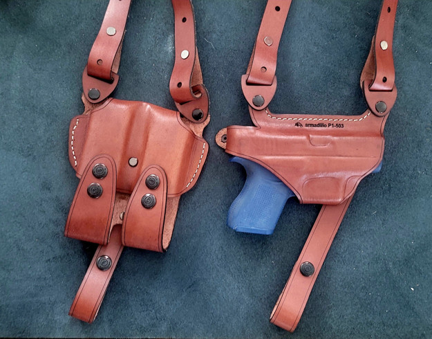 Picture of TAN LEATHER HORIZONTAL SHOULDER HOLSTER FOR GLOCK 42/43